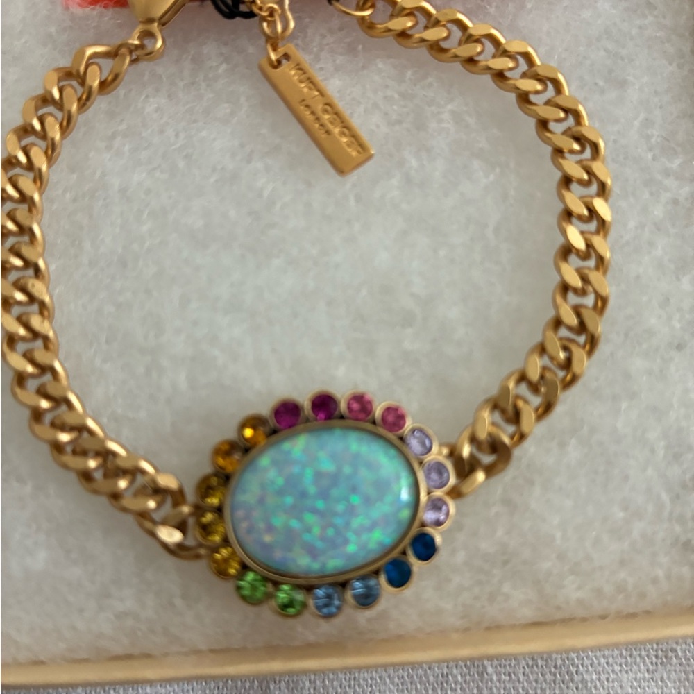 Kurt Geiger Gold Bracelet with Opal and Rainbow Gems - Picture 6 of 7